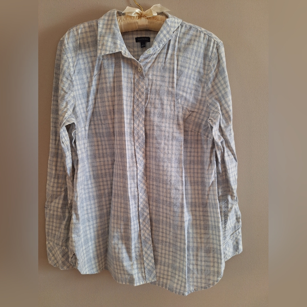 Talbots Light Blue Plaid Button-Down Shirt